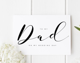 To My Dad On My Wedding Day, Dad Wedding Day Card, Calligraphy Style Wedding Card, Card For Dad Wedding Day, To My Parents On My Wedding Day