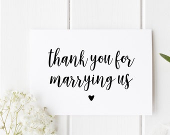 Thank You Wedding Card, Thankyou Officiant Card, Thank You For Marrying Us, Card To Priest, Card To Judge, Thank You Officiant Wedding Card