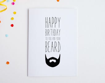 Beard Birthday Card, Funny Beard Card, Happy Birthday To Your Beard, Beard Card Husband, Card For Boyfriend, Birthday Dad, Bearded Man Card