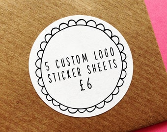 Custom Logo Sticker, 5 Sticker Sheets, Round Logo Stickers, Logo Stickers, Custom Business Label, Business Logo Stickers, Personalized Label