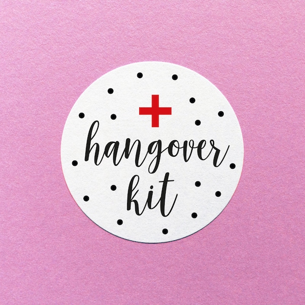 Hangover Kit Sticker, Emergency Hangover Kit, Wedding Hangover Kit, Party Favour Labels, Party Favour Stickers, Hangover Kit Labels