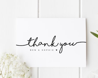 Thank You Wedding Card, Wedding Thankyou Personalised, Simple Wedding Thank You Card, From The New Mr & Mrs, Pretty Wedding Thank You Card