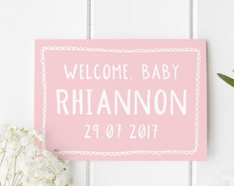 Personalised New Baby Card, New Baby Card, New Arrival Card, Welcome Baby Girl, Congratulations New Baby Girl, Card For New Baby, New Baby