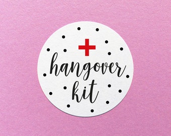 Hangover Kit Sticker, Emergency Hangover Kit, Wedding Hangover Kit, Party Favour Labels, Party Favour Stickers, Hangover Kit Labels