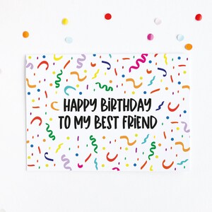 Carte d’anniversaire de meilleur ami, carte de joyeux anniversaire de Confetti, carte d’ami de joyeux anniversaire, carte d’amitié, carte d’anniversaire de Bestie