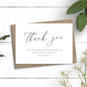 Cartes de remerciement simples pour mariage, Cartes de remerciement personnalisées de l'avoir célébré avec nous, Cartes de remerciement en gros, Cartes de remerciement avec enveloppes