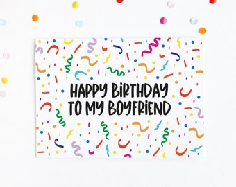 Boyfriend Birthday Card, Card For Boyfriend, Confetti Happy Birthday Card, Simple Birthday Card , Happy Birthday Card