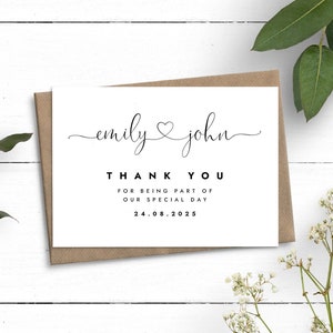 Cartes de remerciement de mariage, cartes de joli cœur, carte de remerciement de mariage personnalisée, cartes de remerciement simples avec enveloppes, cartes de remerciement en vrac
