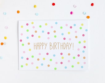 Confeti feliz tarjeta de cumpleaños, tarjeta de cumpleaños simple, tarjeta para cumpleaños, tarjeta de cumpleaños de confeti, tarjeta de cumpleaños hermana, tarjeta para el amigo