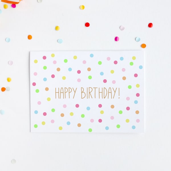 Confetti Happy Birthday Card, Simple Birthday Card, Card For Birthday, Confetti Birthday Card, Birthday Card Sister, Card For Friend