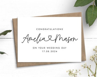 Personalised Wedding Card, Custom Couple Names And Date Card, Congratulations Wedding Card, Wedding Gift Card, On Your Wedding Day Card