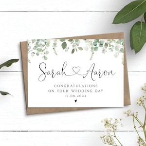 Carte de mariage personnalisée, carte de félicitations de mariage, carte-cadeau de mariage, carte de voeux pour couple de nouveaux mariés, le jour de votre mariage