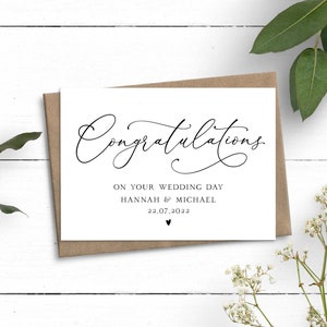 Congratulations On Your Wedding Day Card, Personalised Wedding Card, Wedding Gift Card, Custom Couple Names And Date Card
