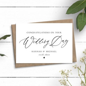 Personalised Wedding Day Card, Wedding Gift Card, Congratulations On Your Wedding Day Card, Custom Couple Names And Date Card
