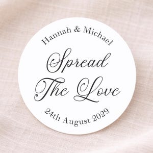 Personalised Wedding Favour Stickers for Jam Jars or Honey Pots, Spread The Love Labels