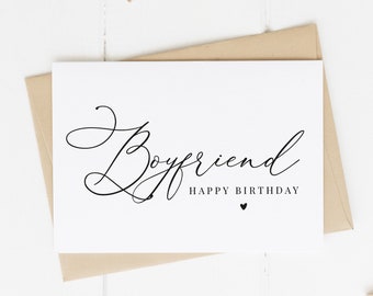 Birthday Card For Boyfriend, Happy Birthday Card, Happy Birthday Boyfriend, Elegant Birthday Card, Calligraphy Birthday Card