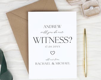 Will You Be Our Witness Card, Personalised Proposal Card