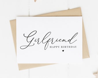 Girlfriend Birthday Card, Card For Girlfriend, Elegant Birthday Card, Simple Birthday Card, Happy Birthday Card, Calligraphy Card