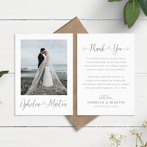 Thank You Cards With Photo & Poem, Personalised Photo Thank You Card, Wedding Photo Cards, Simple Thank You Cards With Envelopes