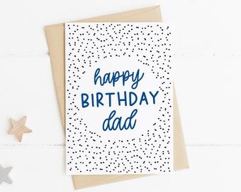 Dad Birthday Card, Simple Birthday Card, Blue Birthday Card, Happy Birthday Dad Card, Birthday Card For Dad, Polka Dot Birthday Card