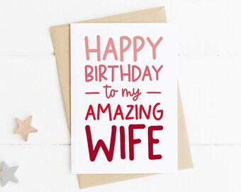 Wife Birthday Card, Card For New Wife, Amazing Wife Birthday Card, Simple Birthday Card, Happy Birthday Card, Card For Her