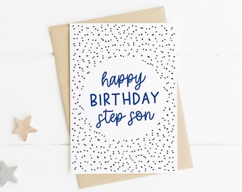 Step Son Birthday Card, Happy Birthday Step-Son Card, To My Step Son Birthday Card, Blue Birthday Card