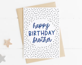 Birthday Card For Brother, Simple Birthday Card, Blue Birthday Card, Happy Birthday Brother Card, Brother Birthday Card