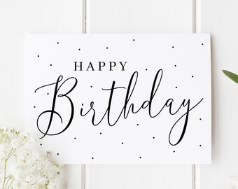 Simple Birthday Card, Elegant Birthday Card, Best Friend Card, Birthday Card For Mom, Polka Dot Birthday Card, Birthday Card For Her