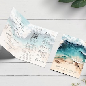 Beach Wedding Invitation, Nautical Wedding Invite, Island Wedding Invitation, Coastal Invite, Summer Destination Wedding Invite