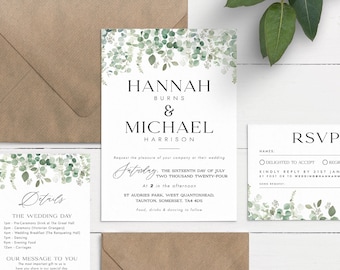 Eucalyptus Wedding Invitation Suite: Botanical Greenery Design