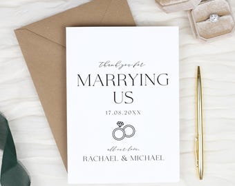 Thank You For Marrying Us, Card For Officiant Or Celebrant