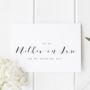 Carte à ma belle-mère, belle-mère le jour de mon mariage, beaux-parents le jour de mon mariage, carte mère du marié, mère de la mariée