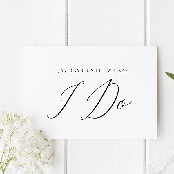 One Year Until We Say I Do, One Year To Mr And Mrs, Wedding Countdown Card, Card For Fiance, Fiance Anniversary Card, Card Husband To Be