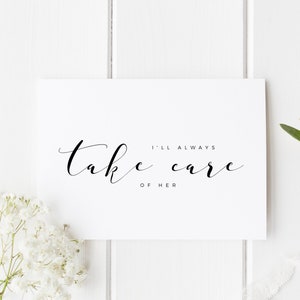 Carte pour beaux-parents, carte Je prendrai toujours soin de ses beaux-parents, carte pour le mariage des beaux-parents, carte pour le père de la mariée