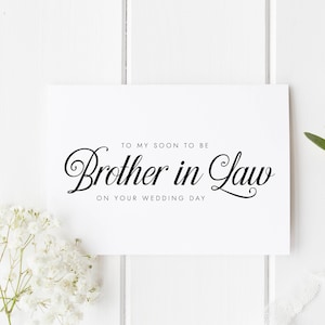 Frère en droit le jour de votre mariage, frère carte de jour de mariage, bientôt être frère en droit, son frère jour de mariage, carte pour toiletter le jour du mariage