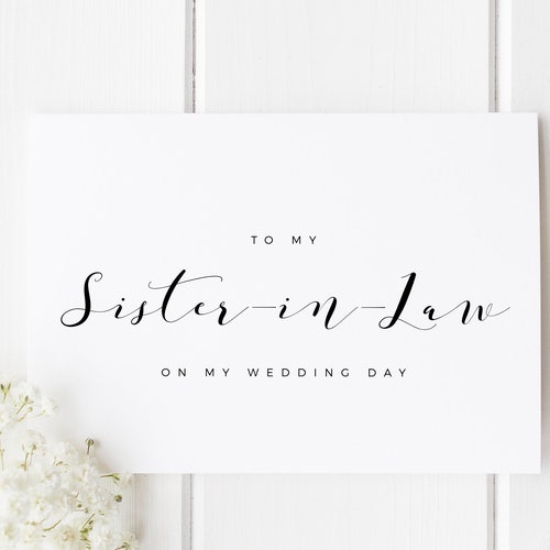 Sister in Law Wedding Card Soon to Be Sister in Law to My Etsy