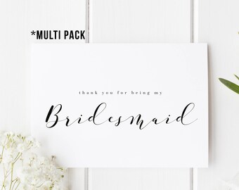 MULTI PACK Thank You Bridesmaid Cards, Wedding Thank You, Bridesmaid Thank You Card, Thank You For Being My Bridesmaid, Maid of Honour