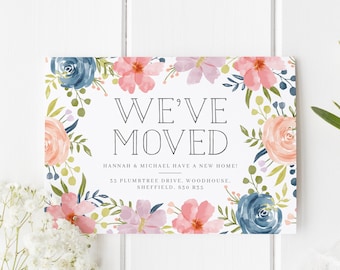 We've Moved Postcards, Floral Moving Announcement Cards, Change Of Address Card Pack, New Home Announcement, Personalised New House Card