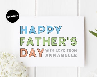 Simple Father's Day Card, Personalised Father's Day Card, Custom Father's Day Card, Card For Step Dad, Simple Father's Day Card, Personalise