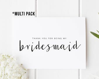 MULTI PACK Thank You For Being My Bridesmaid, Wedding Thank You, Bridesmaid Thank You Card, Wedding Card Bundle, Maid of Honour, Flower Girl