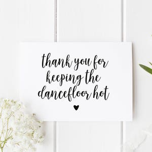 Merci pour garder le Dancefloor hot, Merci DJ carte de mariage, Dance Floor Hot Card, Merci musique carte de mariage, carte pour dJ de mariage