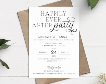 Happily Ever After Party Invite, Evening Reception Invitation, Elopement Party, Wedding Party Invitation, Wedding Reception Invite With RSVP