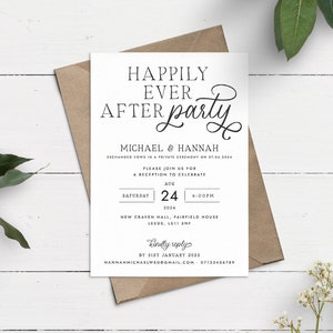 Happily Ever After Party Invite, Evening Reception Invitation, Elopement Party, Wedding Party Invitation, Wedding Reception Invite With RSVP