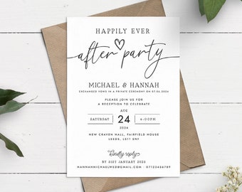 Happily Ever After Party Invite, Evening Reception Invitation, Elopement Party, Wedding Party Invitation, Wedding Reception Invite With RSVP