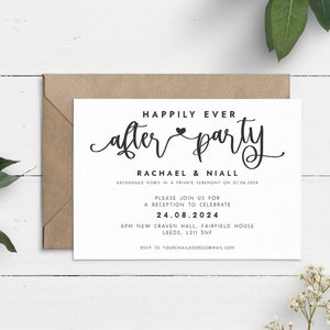 Wedding Party Invitation, Happily Ever After Party Invite, Evening Reception Invitation, Elopement Party, Wedding Reception Invite With RSVP