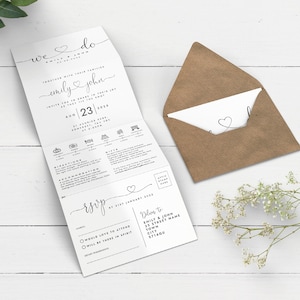 Simple Wedding Invitation, Concertina Wedding Invitation, We Do Wedding Invitation, Pretty Heart Wedding Invite, Summer Wedding Invite