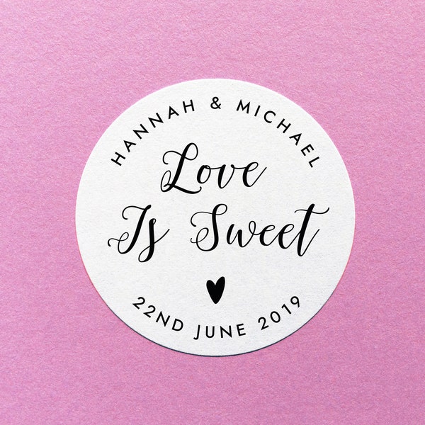 Love Is Sweet Sticker, Personalised Party Favour Stickers, Candy Favor Labels, Wedding Cupcake Label, Love Is Sweet Wedding Favor Stickers