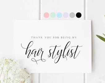 Hair Stylist Thank You Card, Wedding Stylist, Card For Wedding Hairdresser, Card For Hairstylist, Wedding Vendor Thank You Card, Thank You