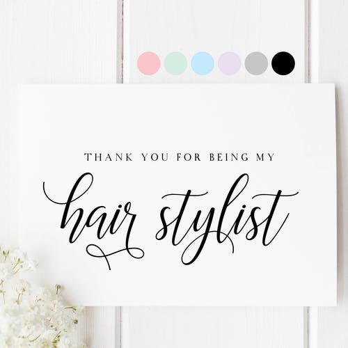 Hair Stylist Thank You Card Card for Wedding Hairdresser Etsy