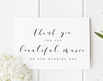 Thank You For The Beautiful Music Card, Wedding Band Thank You Card, Wedding Vocalist Thank You Card, Wedding Choir Thank You, Card For DJ